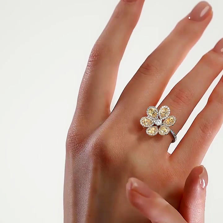 5.85ct Pear Cut Yellow Sunflower Sapphire Eternity Ring