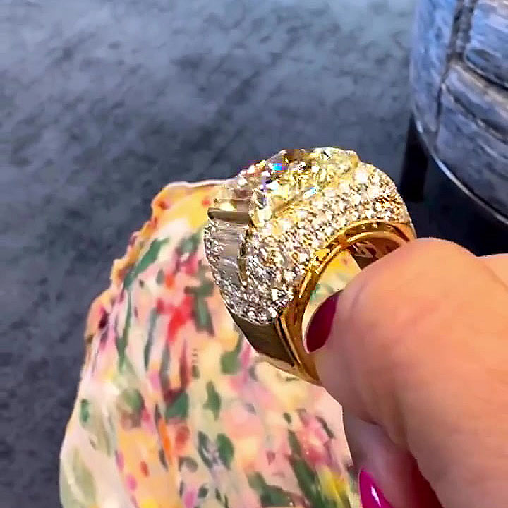 9ct Radiant Cut Yellow Sapphire Cocktail Ring