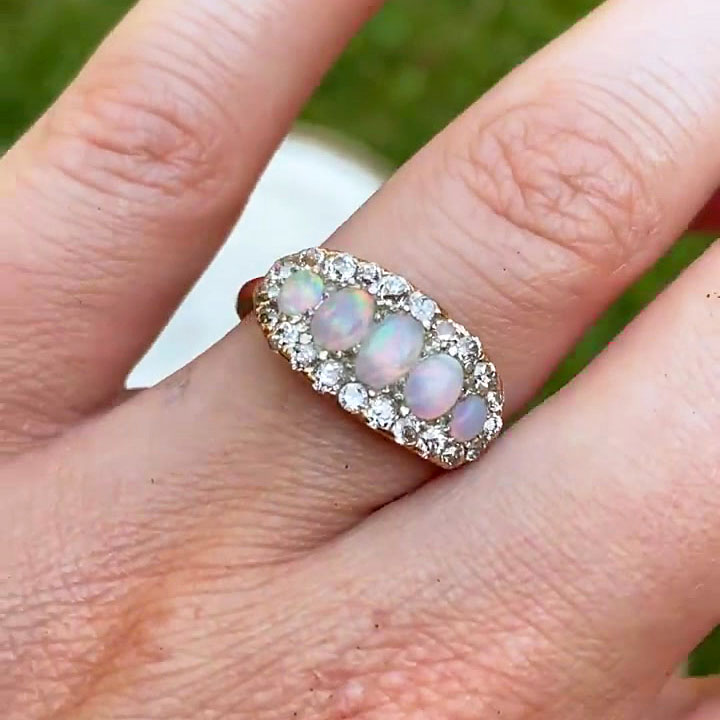 3.75ct Oval Cut Opal Sapphire Eternity Ring