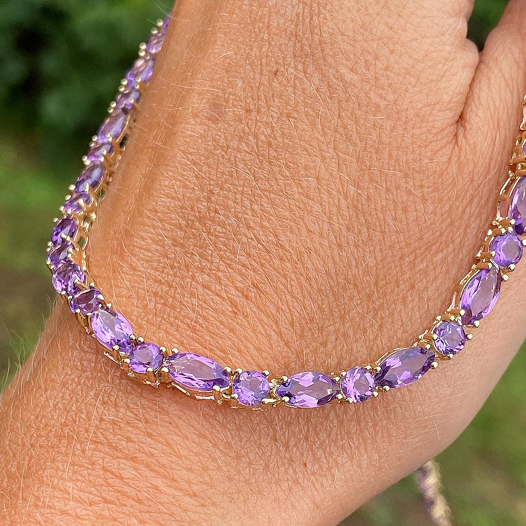 Marquise&Round Cut Amethyst Sapphire Necklace