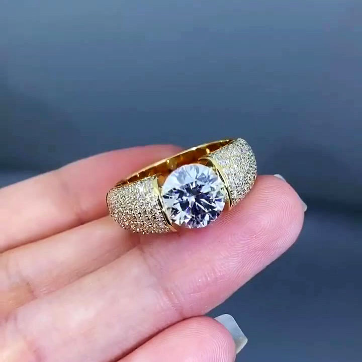 4ct Round Cut White Sapphire Men's Engagement Ring