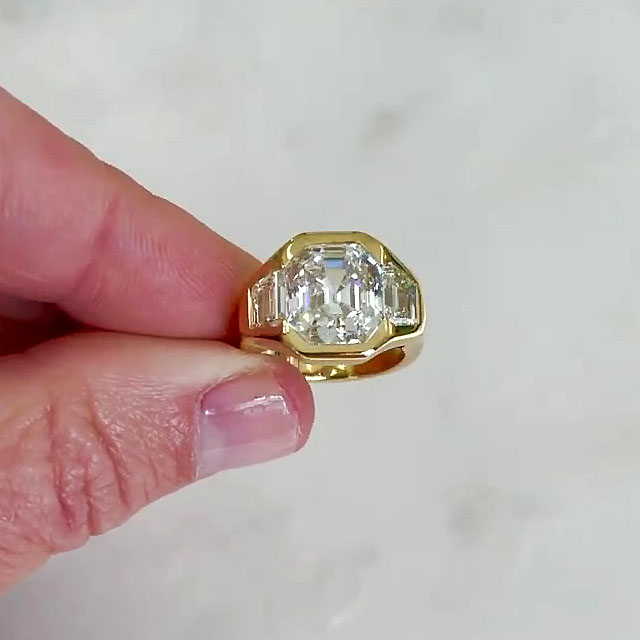 5ct Octagon Cut White Sapphire Men's Engagement Ring