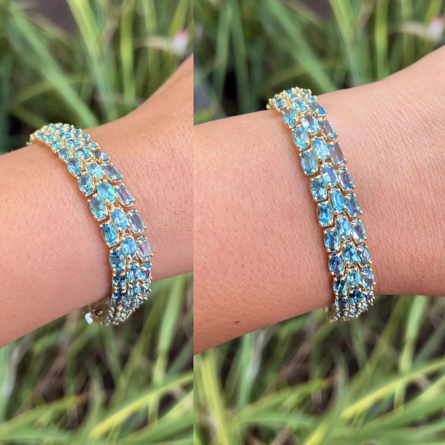 Oval Cut Aquamarine Sapphire Bracelet