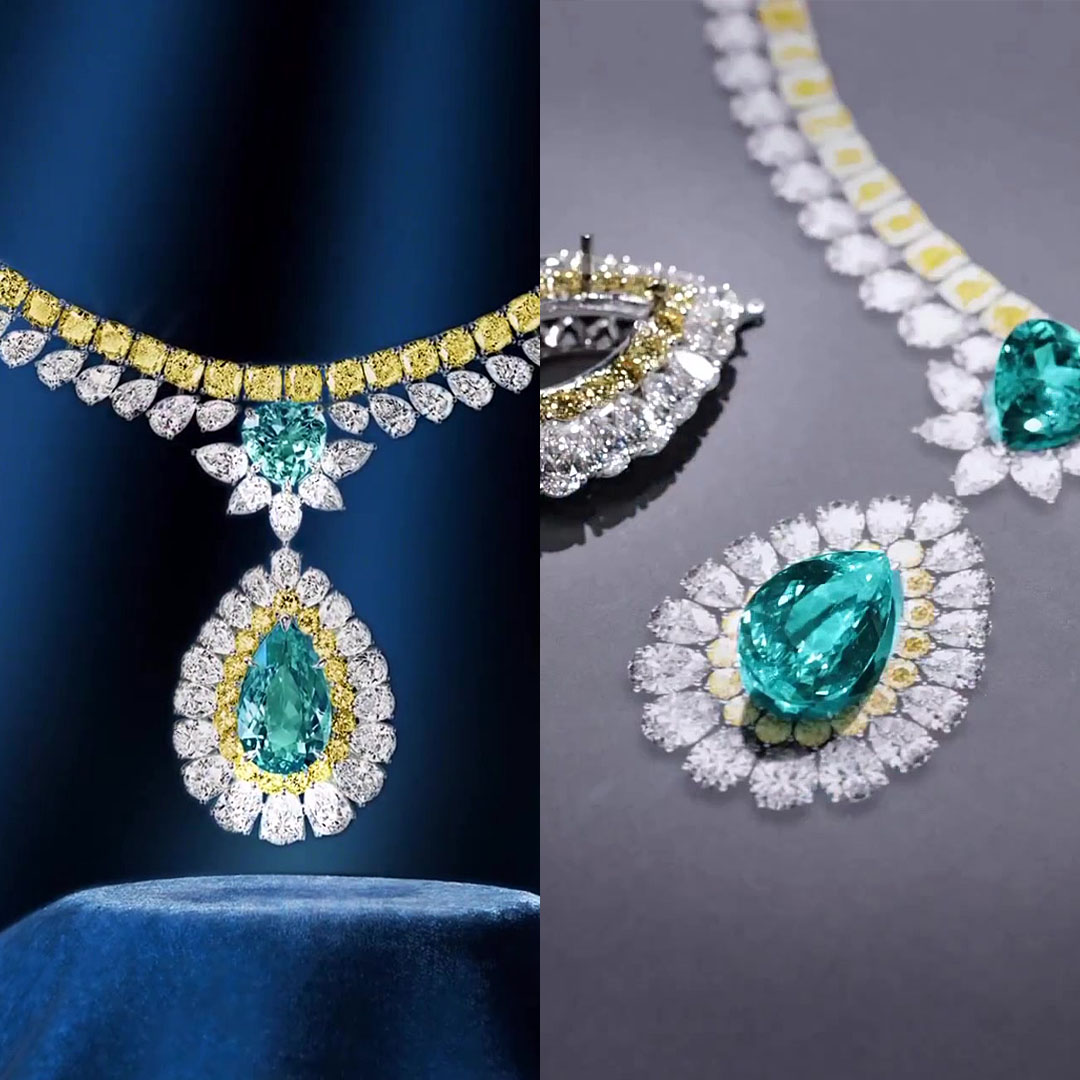 Pear Cut Green Sapphire Pendant Necklace