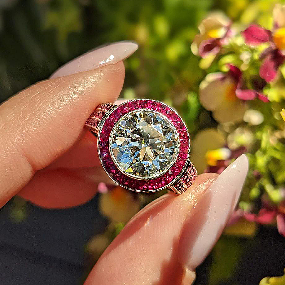 5ct Round Cut Ruby Sapphire Engagement Ring