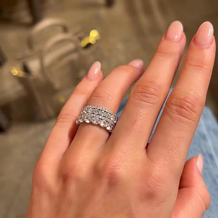 7.5ct Round Cut White Sapphire Stacking Ring Set / 4pcs