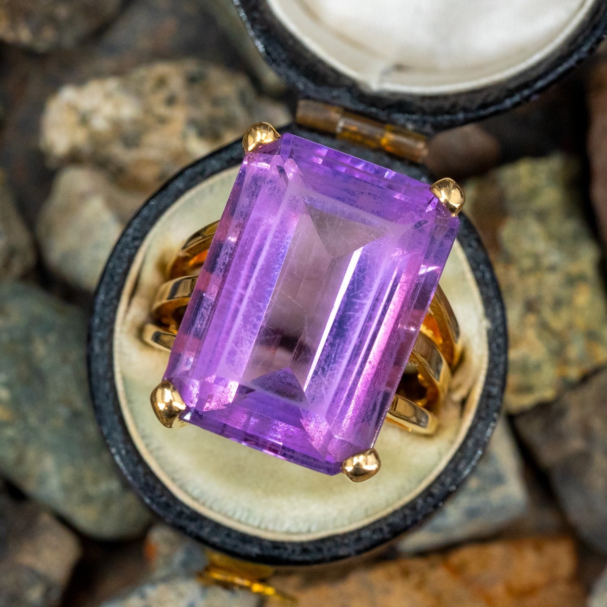 6ct Emerald Cut Amethyst Sapphire Engagement Ring