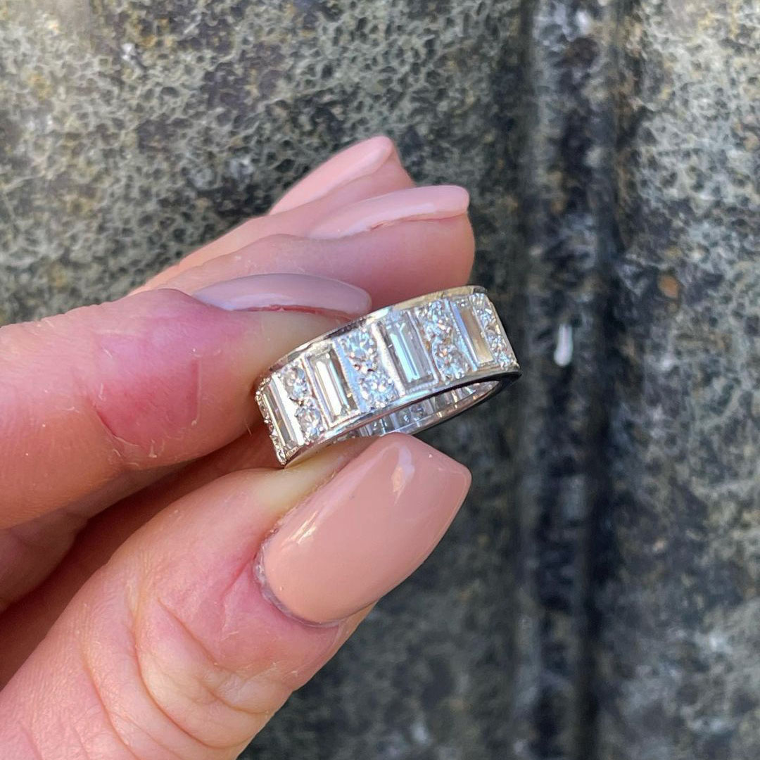 5.75ct Baguette Cut White Sapphire Eternity Ring