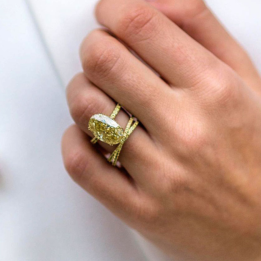 3ct Oval Cut Yellow Sapphire Wedding Set