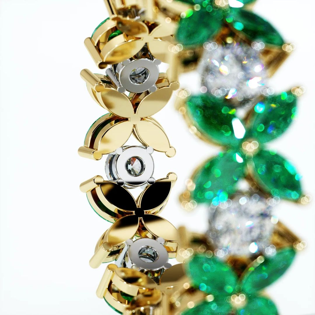 6ct Marquise Cut Emerald Sapphire Eternity Ring