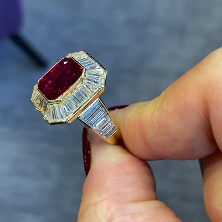 5ct Halo Radiant Cut Ruby Sapphire Engagement Ring