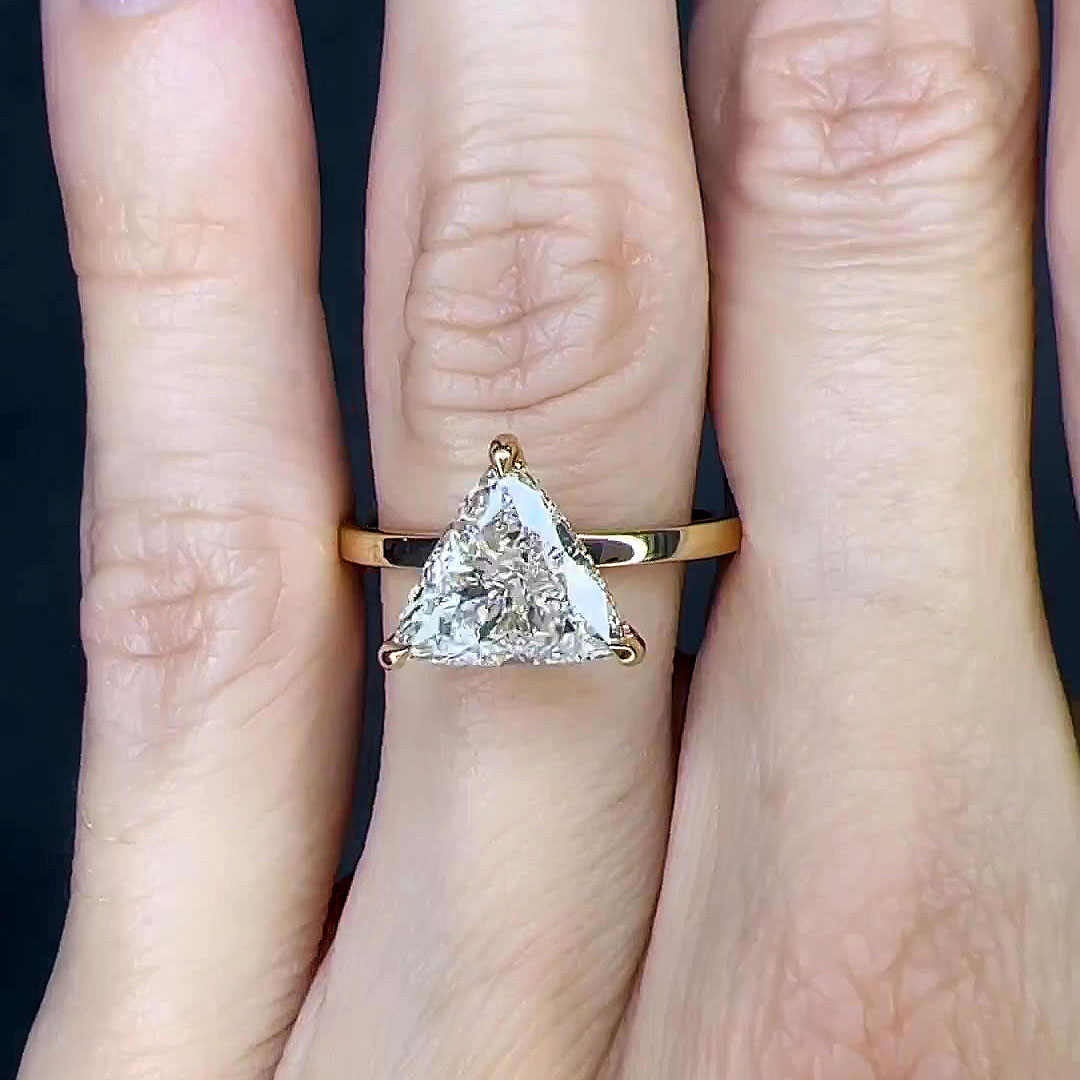 3ct Triangle Cut White Sapphire Engagement Ring