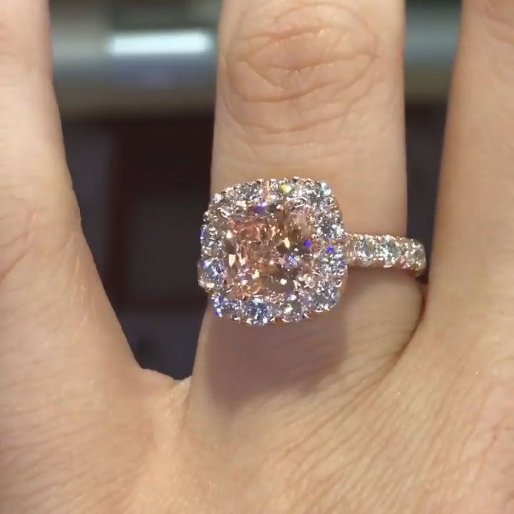 2ct Cushion Cut Pink Rose Gold Diamond Ring