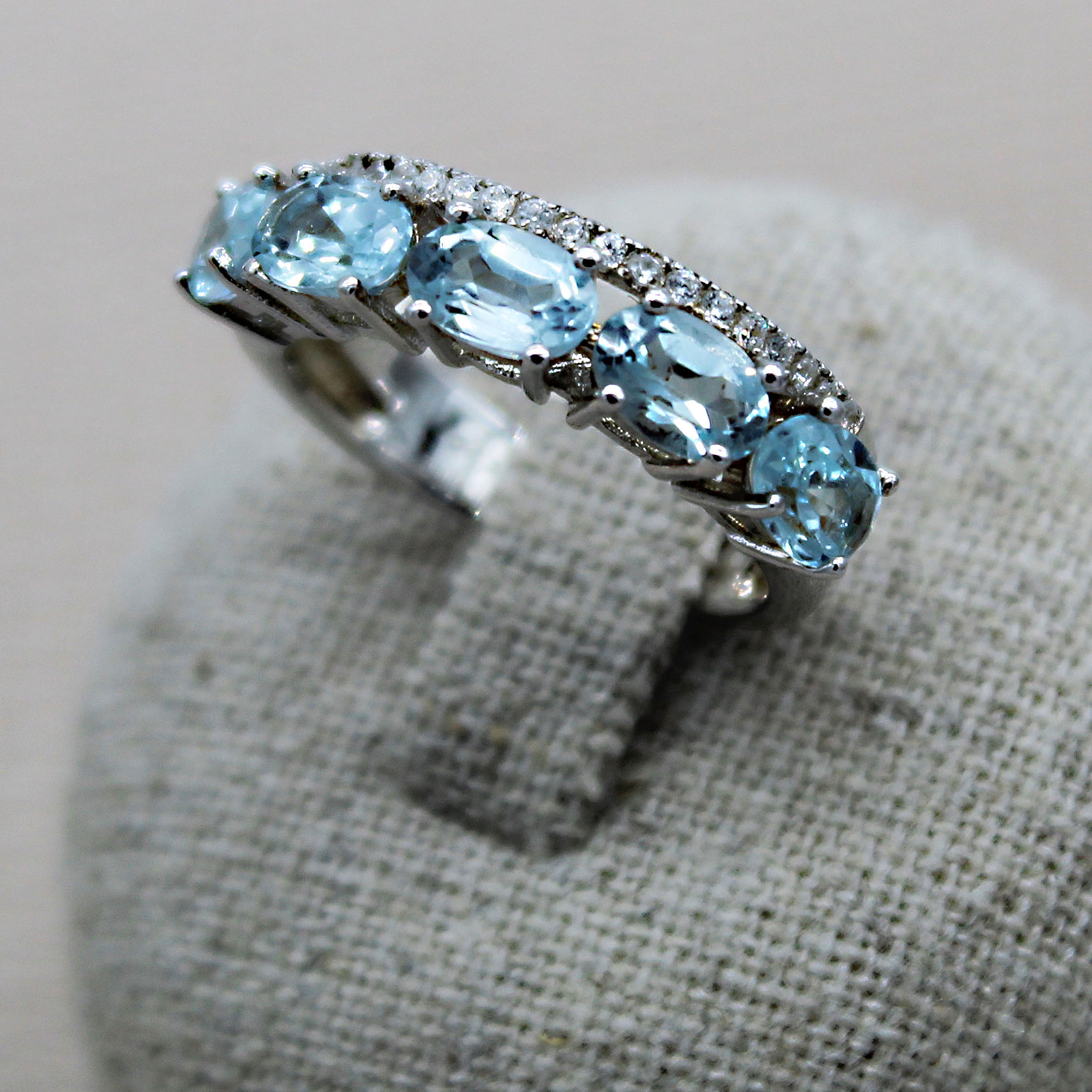 4.25ct Oval Cut Aquamarine Sapphire Eternity Ring