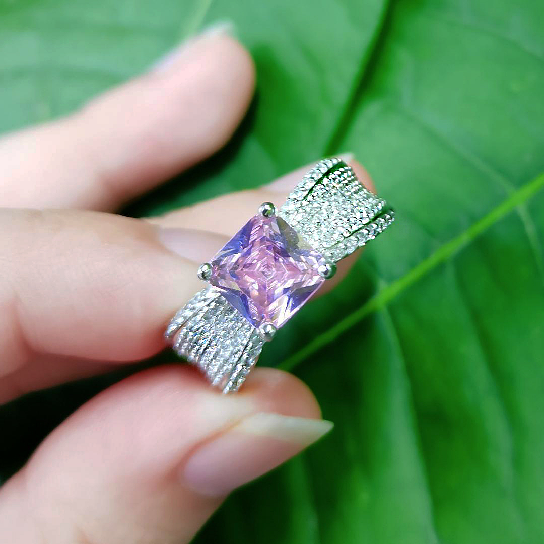 5ct Princess Cut Pink Sapphire Engagement Ring
