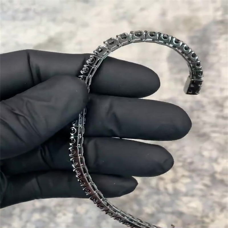 Classic Round Cut Black Sapphire Bracelet