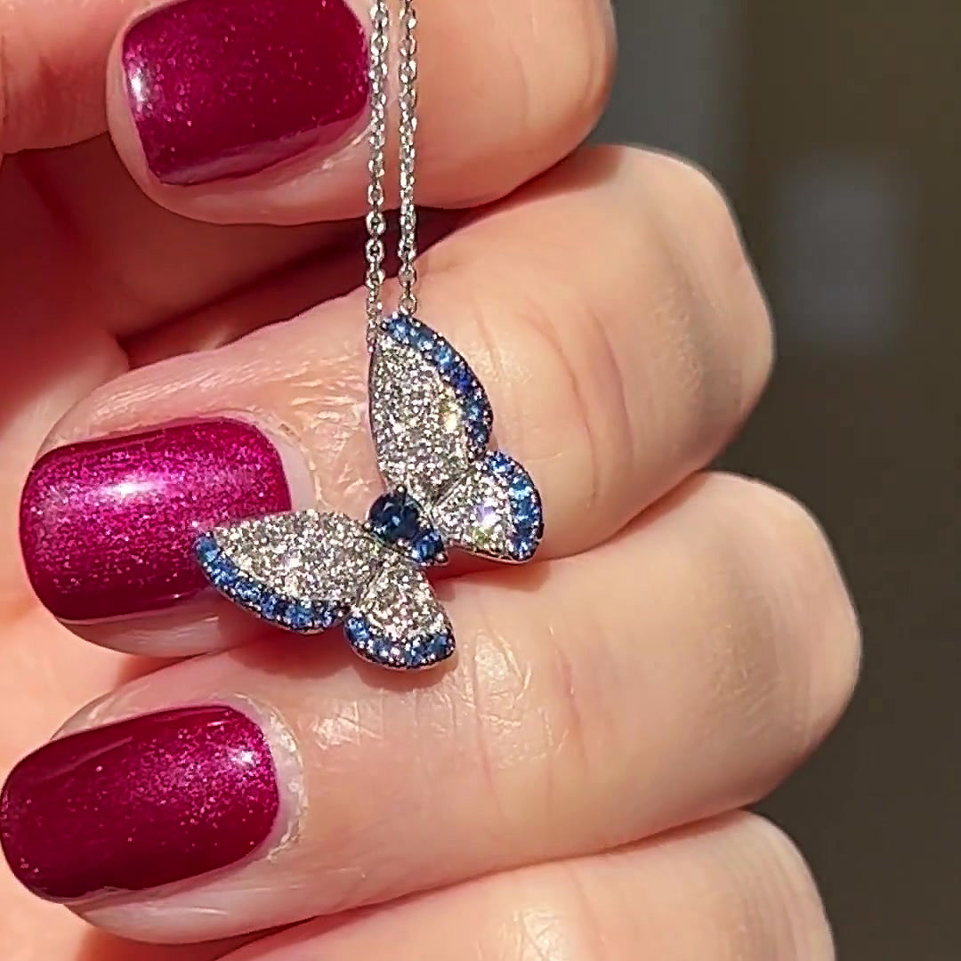 Round Cut Blue Sapphire Pendant Necklace