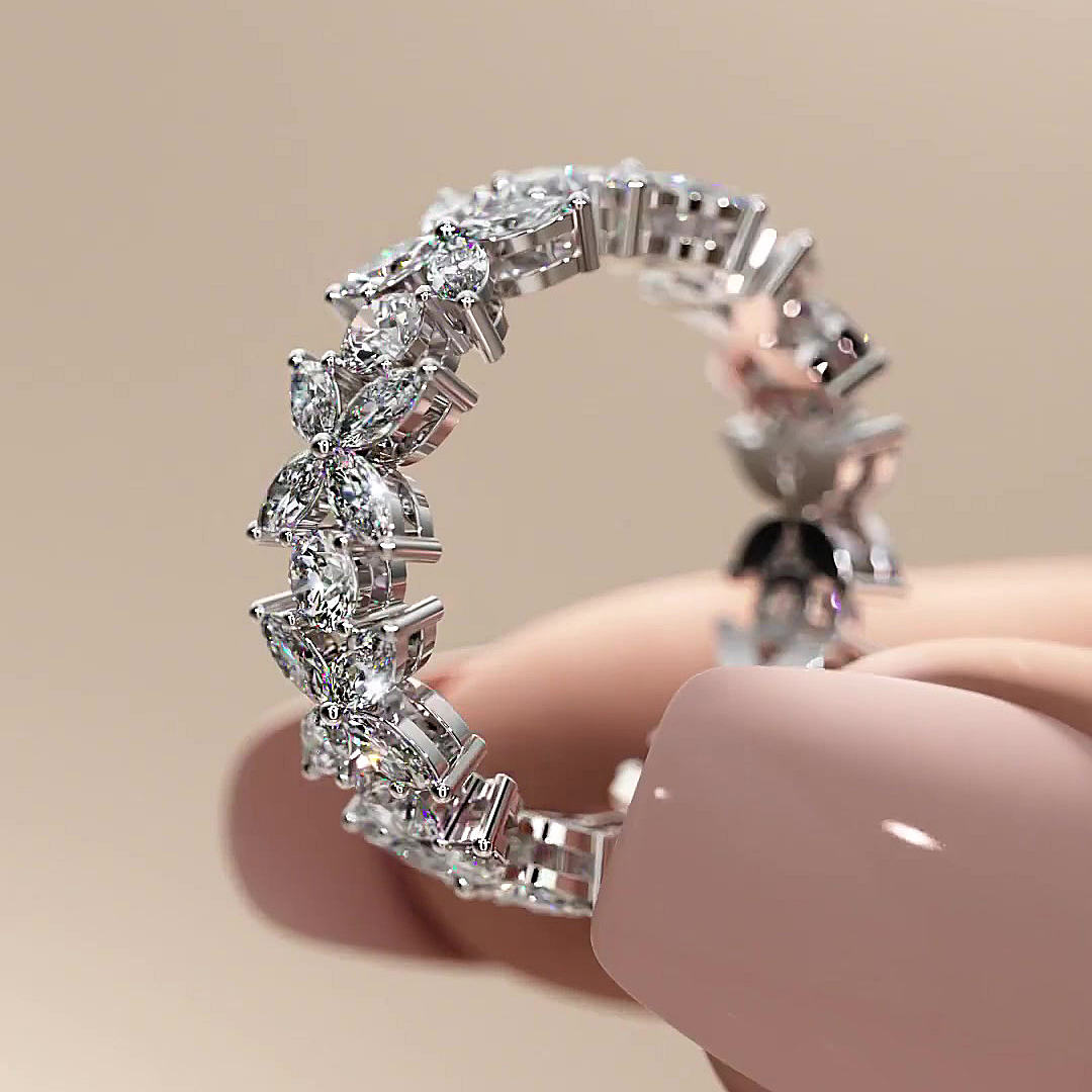 4.25ct Flower Design Marquise Cut Eternity Ring