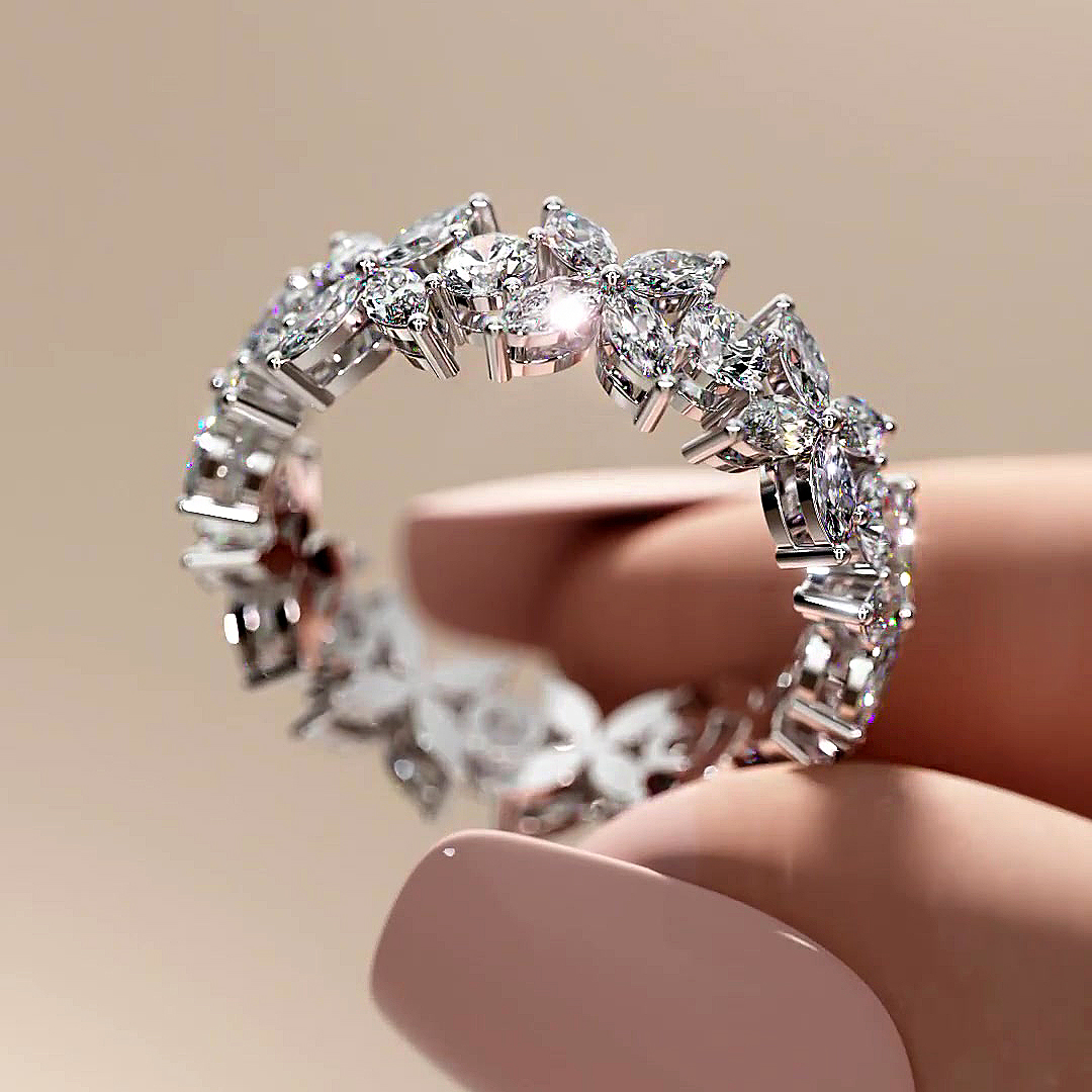 4.25ct Flower Design Marquise Cut Eternity Ring