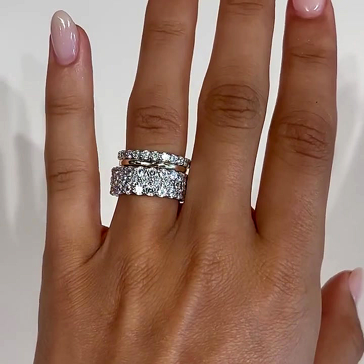 7.85ct Round Cut White Sapphire Stackable Ring Set / 5pcs