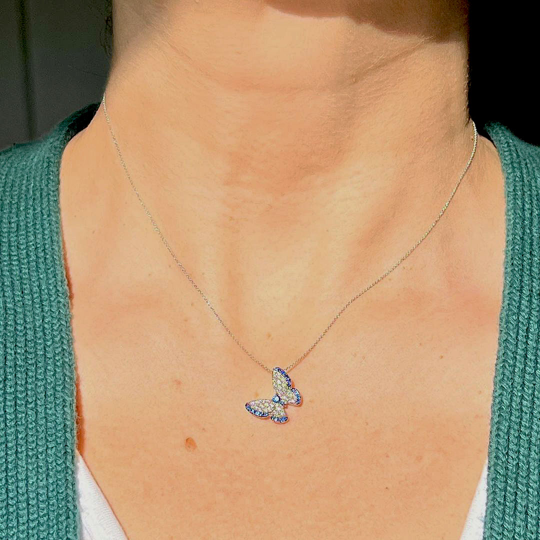 Round Cut Blue Sapphire Pendant Necklace