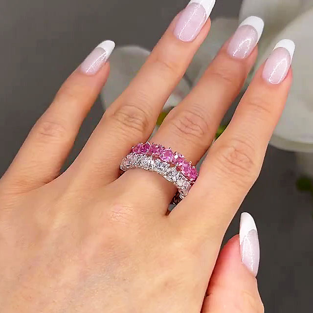 4ct Heart Cut Pink Sapphire Eternity Ring