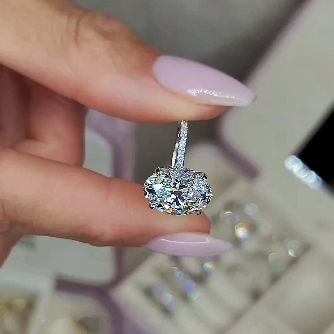 4ct Oval Cut White Sapphire Engagement Ring