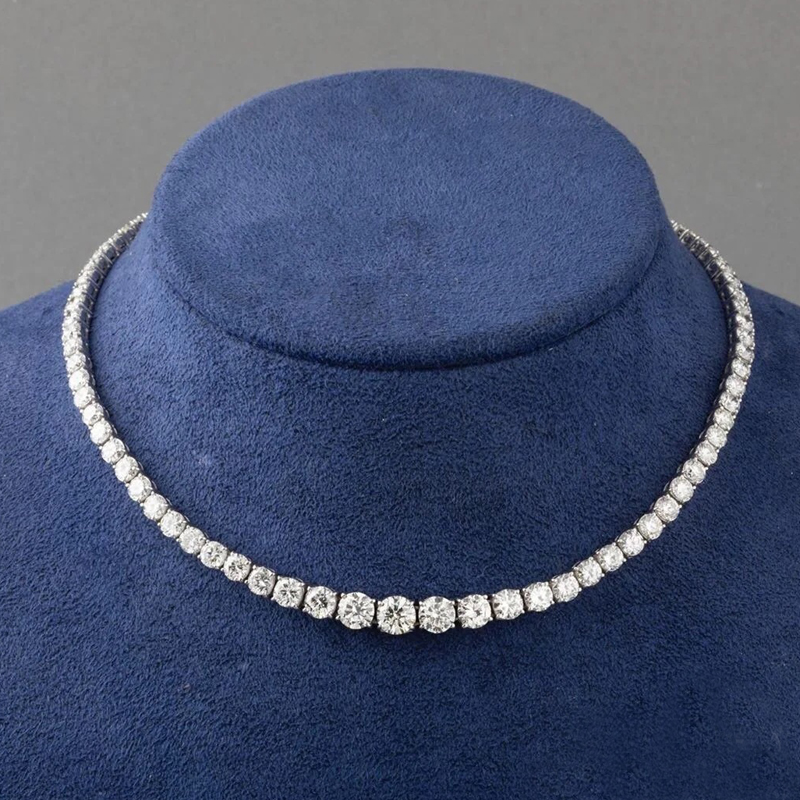 4-prong Setting Round Cut White Sapphire Tennis Necklace