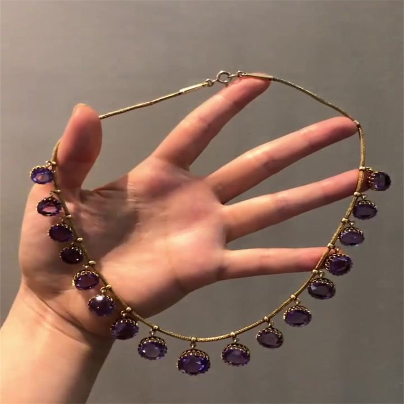 Round Cut Purple Sapphire Necklace