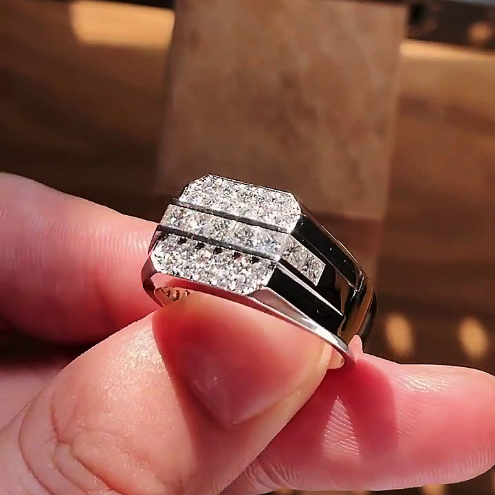 5.65ct Round Cut White Sapphire Men's Eternity Ring