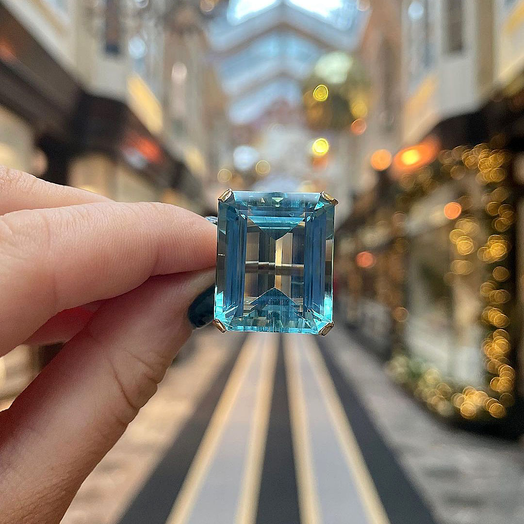 6ct Emerald Cut Aquamarine Sapphire Solitaire Ring