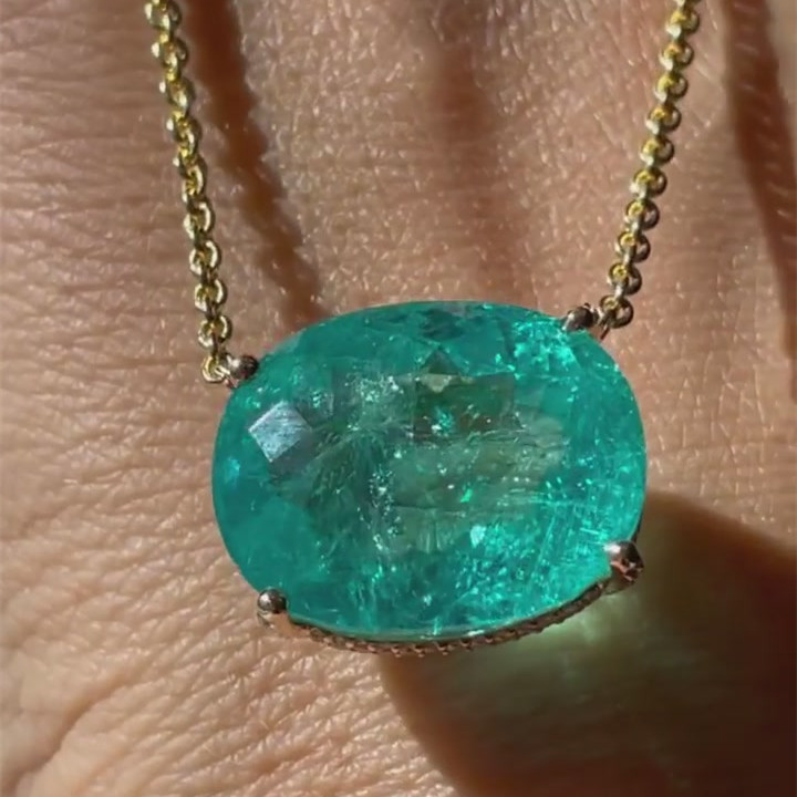Oval Cut Green Sapphire Pendant Necklace