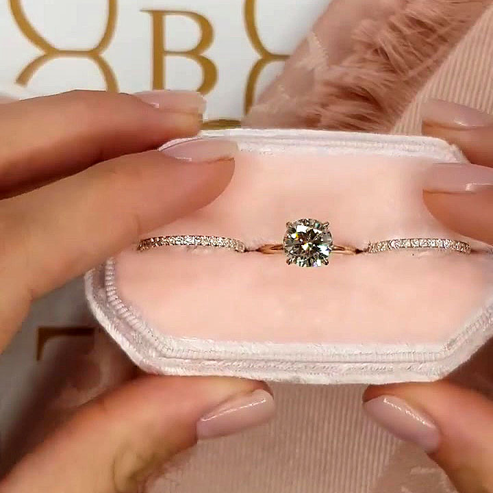 2ct Round Cut White Sapphire Wedding Set