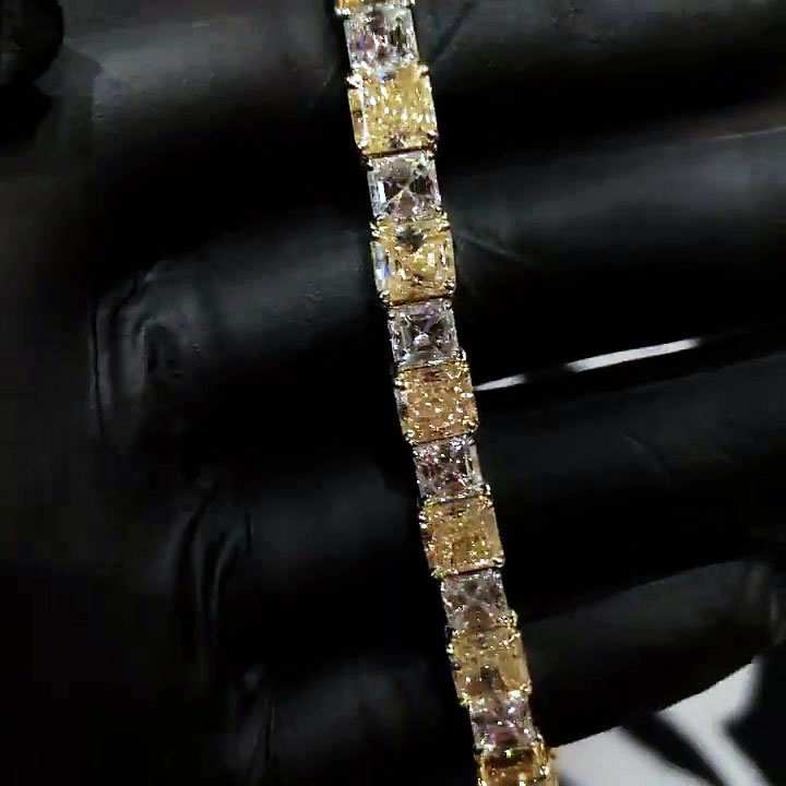 Asscher Cut Yellow Sapphire Men's Bracelet