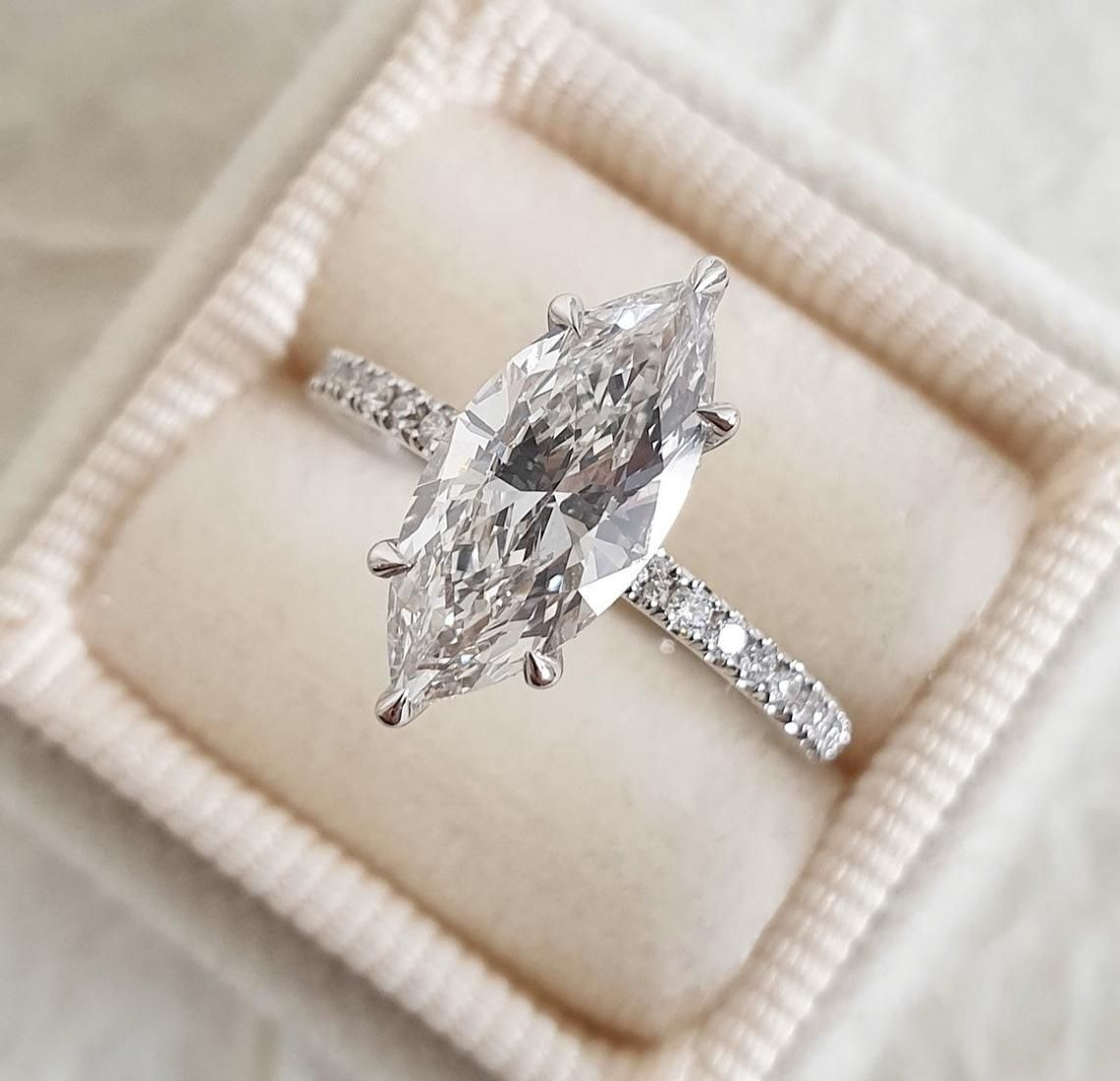 1.5ct Marquise Cut White Sapphire Engagement Ring Set
