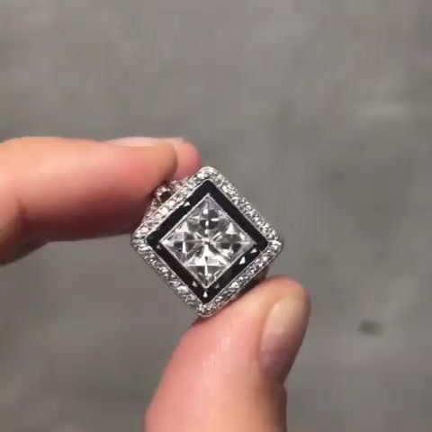 6ct Double Halo Princess Cut White Sapphire Engagement Ring