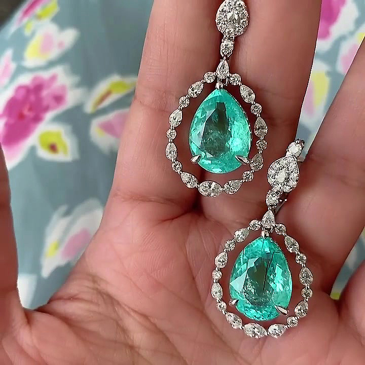 Pear Cut Green Sapphire Drop Earrings