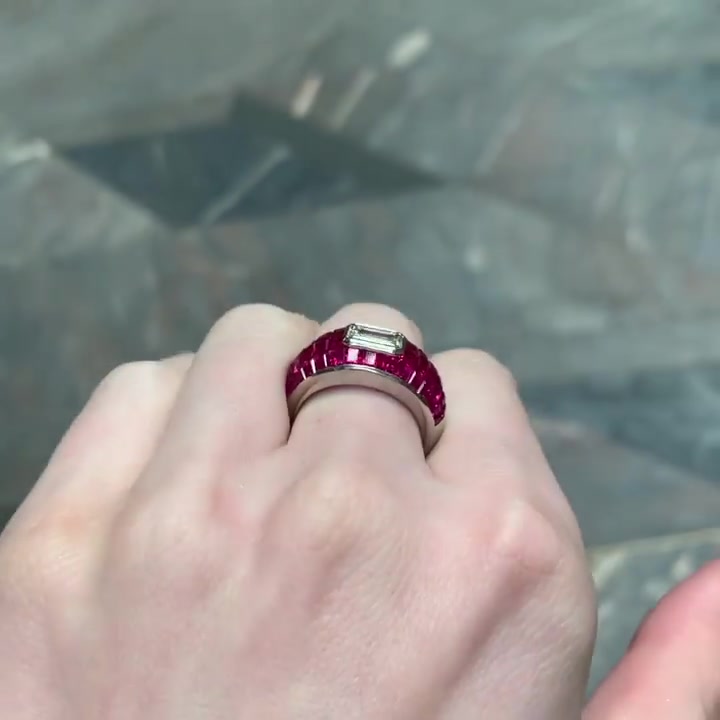 5ct Emerald Cut Ruby Sapphire Wedding Ring