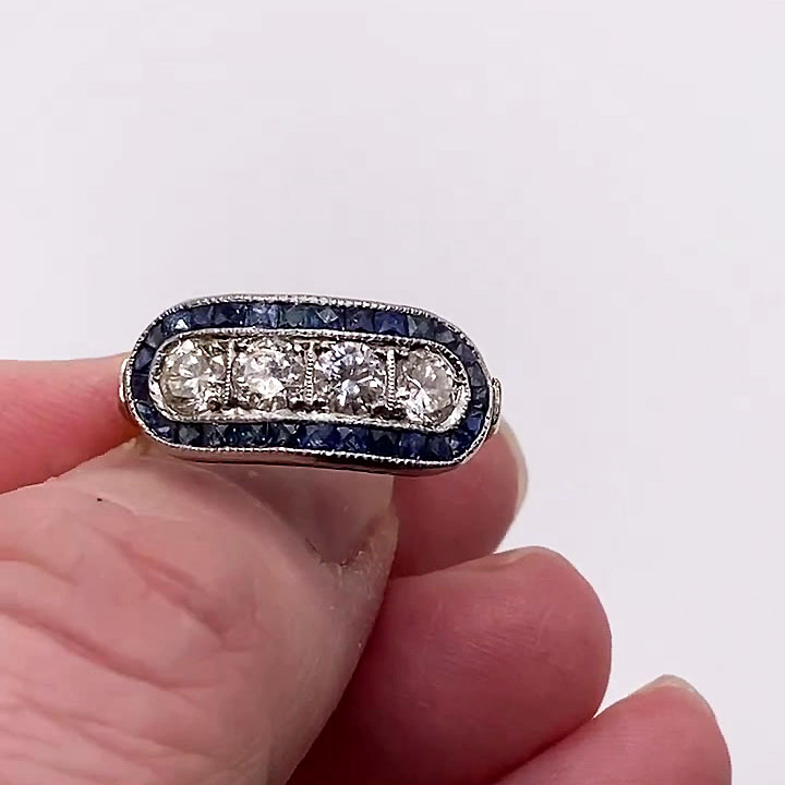 4ct Round Cut Blue Sapphire Eternity Ring