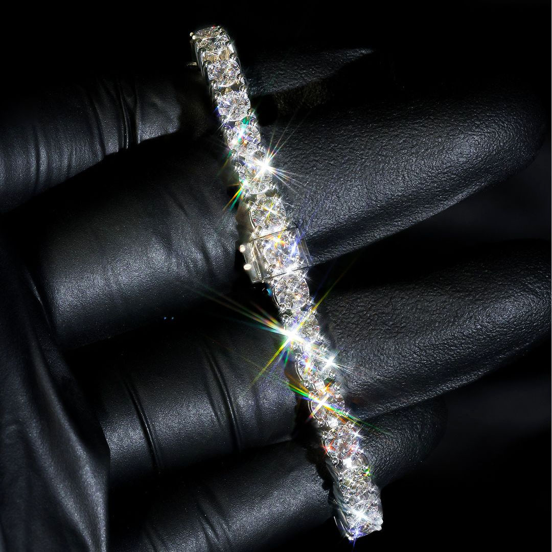 Round Cut White Sapphire Men's Bracelet