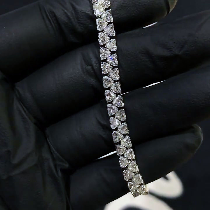 Heart Cut White Sapphire Men's Bracelet