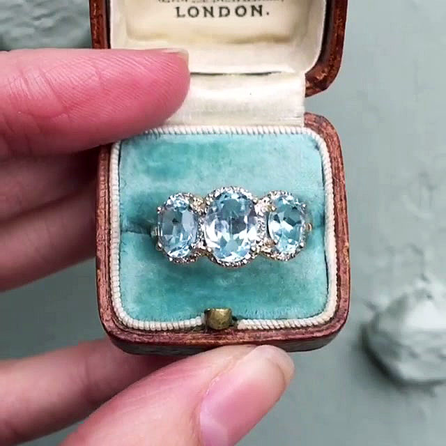 8ct Oval Cut Aquamarine Sapphire Eternity Ring