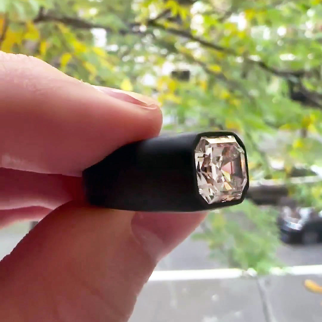 4ct Bezel Setting Emerald Cut White Sapphire Engagement Ring