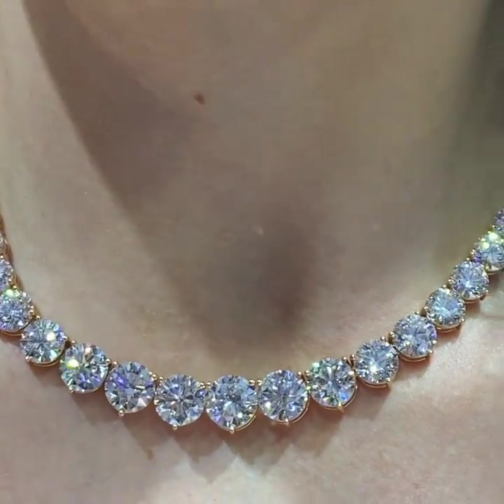 Round Cut White Sapphire Tennis Necklace