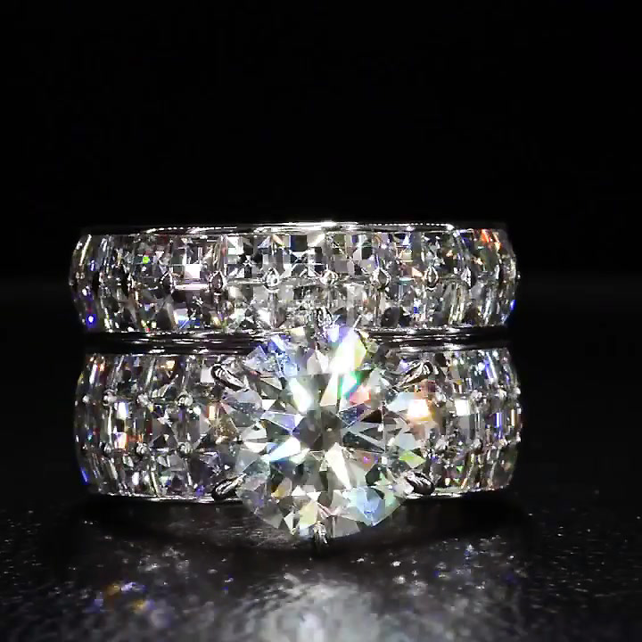 4ct Round Cut White Sapphire Wedding Set