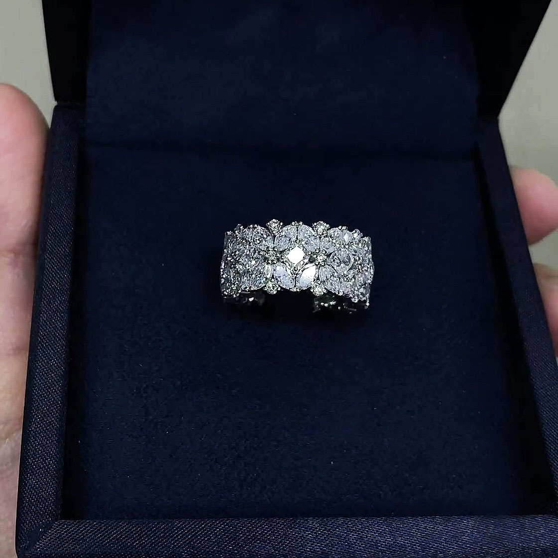 5.65ct Marquise Cut White Sapphire Eternity Ring