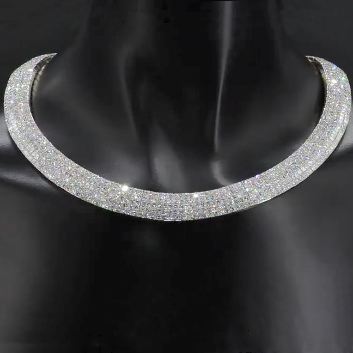 Micro-pave Setting Round Cut Necklace Choker