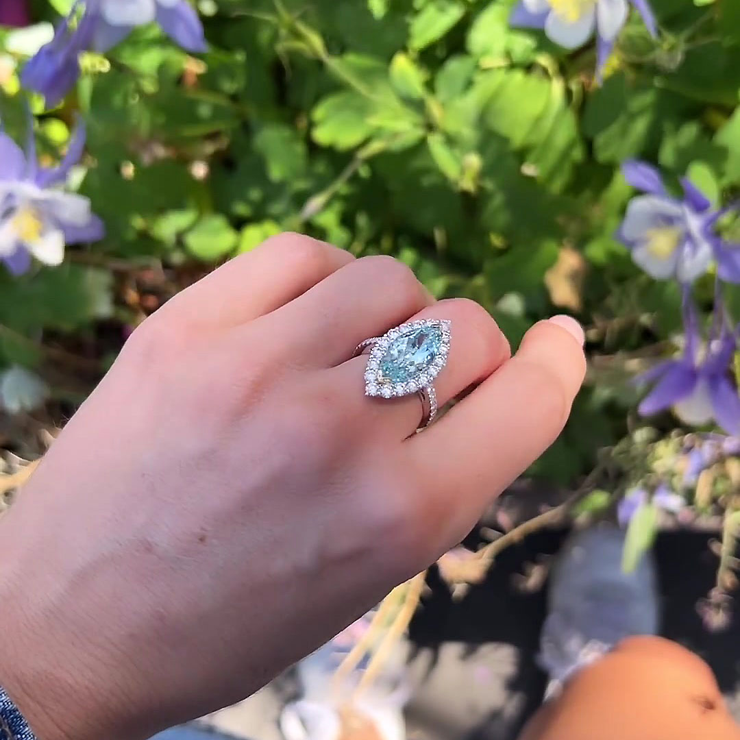 6ct Marquise Cut Aquamarine Sapphire Engagement Ring