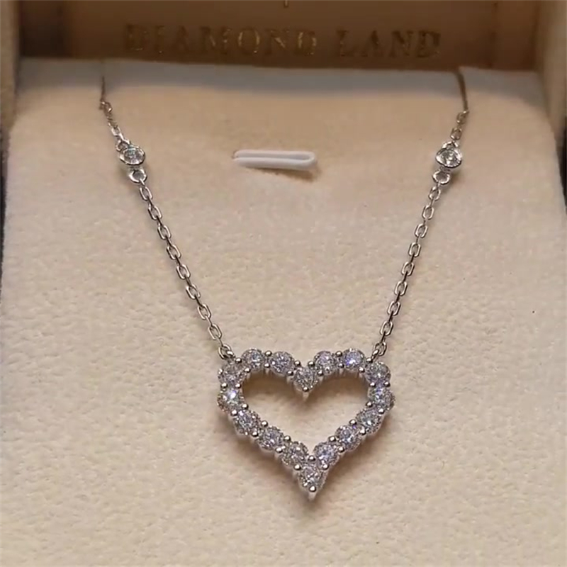 Round Cut Heart Pendant White Sapphire Necklace
