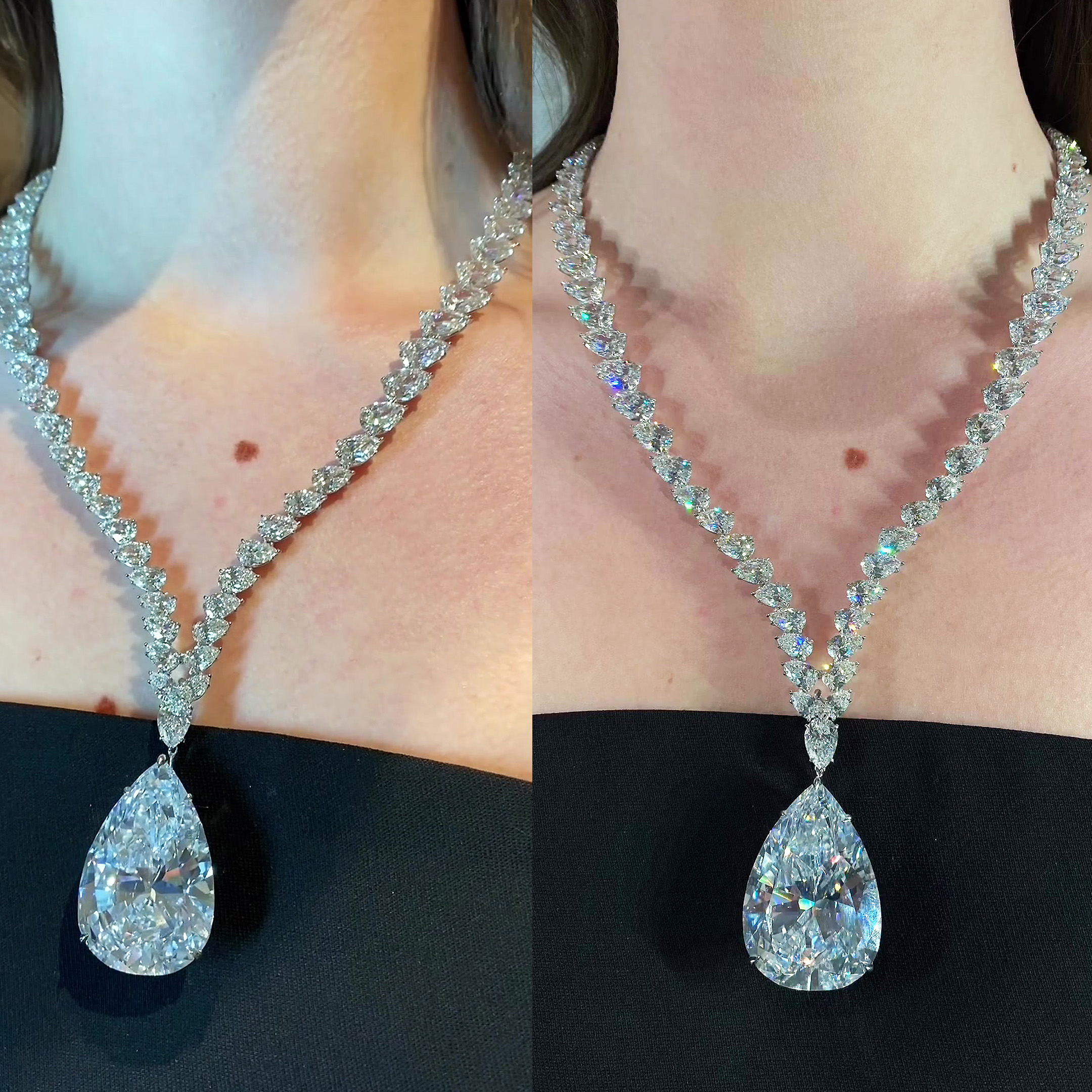 Pear Cut White Sapphire Pendant Necklace